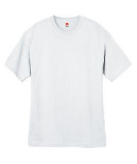 100 Hanes Cheap Plain WHITE Mens 155gsm Cotton Tee T Shirts No Logo 