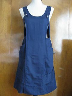 New Anthropologie Madison Jumper navy cotton/linen women dress Sz 6,8 