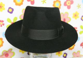 MICHAEL JACKSON black Fedora Wool Hat Classic Costume