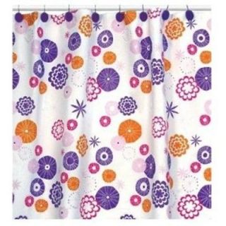 NEW Blonder Home Vibes Purple Retro Floral Shower Curtain w/12 Hooks 