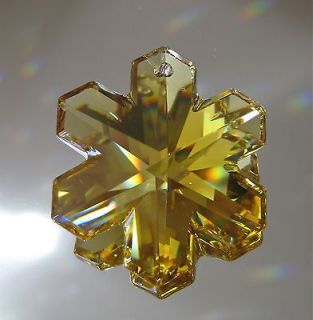 Swarovski Crystal Amber Snowflake Ornament Prism , 30mm, Logo 