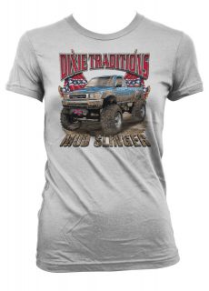 Mud Slinger Monster Truck Junior Girls T shirt Southern Rebel Pride 