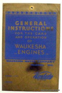 Waukesha Engines 1951 General Instructions Operators Manual W 