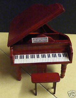   Wooden Piano & Stool Dolls House Miniature Instrument Accessories