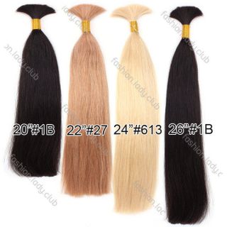   Loose Bulk Yaki Remy Straight Real Human Hair Ponytail Extensions