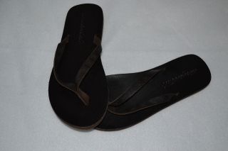 aeropostale dark brown leather flip flops sandals size 8