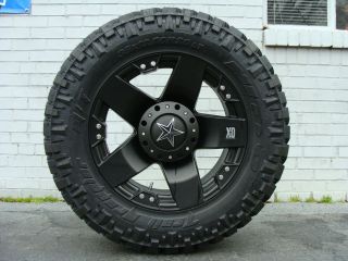 20 XD ROCKSTAR Black 295/55R20 Nitto Trail MT 33 mud tires Dodge 