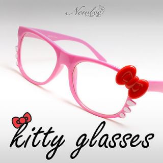 Pink Hello Kitty Style Glasses Non Prescription Lenses Bow and 