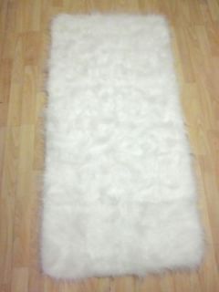 long faux fur sheepskin rug 140cm x 70cm white  25 64 buy 