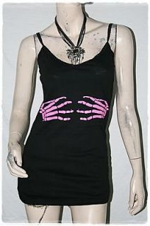 Neon Pnk Hand Bones Metal Rock Punk DIY Sexy Cami Tunic Top Dress 