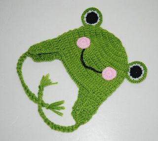   Custom Frog Hat Baby Boy Girl Ear Flap Hat Photo Prop Newborn
