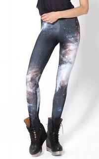Sexy Ladies Black Galaxy Printed Stretchy Tights Jeans Leggings Pants 