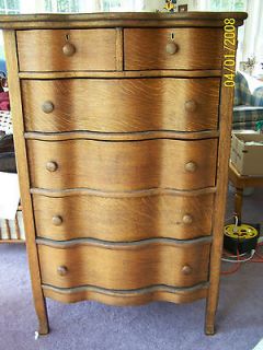 Vintage Curved Drawer Oak Dresser/ Chest of Drawers, New Hampshire