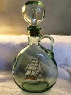 old fitzgerald flagship decanter green glass cork  
