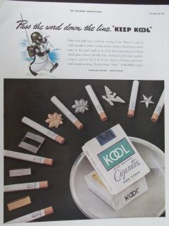 1942 WWII Kool Cigarettes Military Radio Penguin Smoking Advertisement