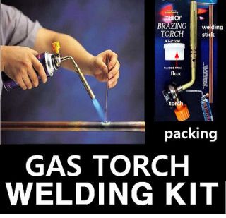 GAS TORCH butane burner flame lighter welding kit with nod & flux 