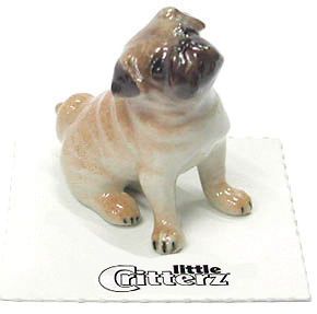 LITTLE CRITTERZ Dog Miniature Figurine Button Pug