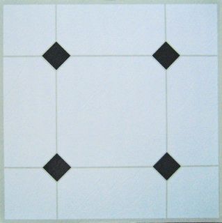 30 VINYL FLOOR TILES White & Black Squares SELF STICK (Peel & Stick)