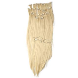 22 7 pcs long straight hair clips in on extensions blonde
