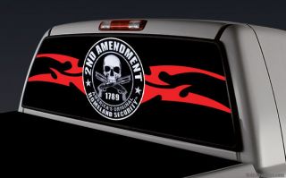 rear window graphic decal truck suv 2nd amendment skull tribal