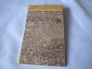 Vintage 1960s Park Sherman Metal Notepad Holder Gray with Gold 