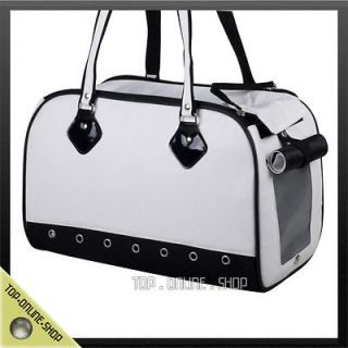 Up to 10lbs Pet Dog Cat Rabbit White Canvas Bag Carrier Crate Tote 