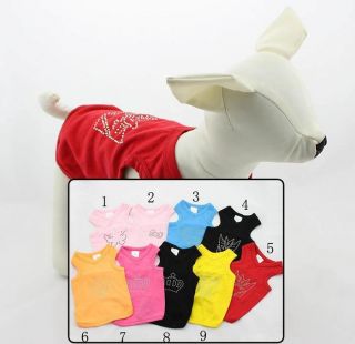 Pet clothes Wholesale Dog T shirts Tanks Top Shirt Rhinestones Summer 