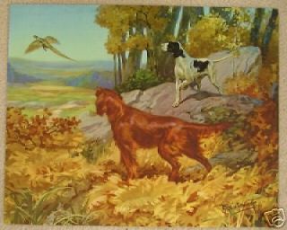 LISTED Hy Hintermeister 1897 1972 LITHOGRAPH HUNTING DOGS  