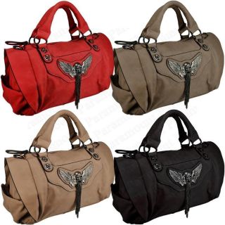 Angel Winged Queen Skull & Chain Faux Leather Shoulder Hand/Cross Body 