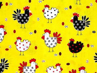 CHICKEN ROOSTER CHOOK COUNTRY FARM ~ NOVELTY FABRIC TRADITION ~ 100% 