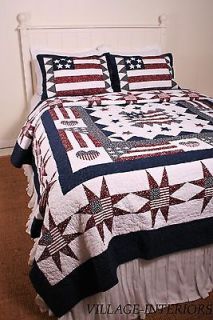 PATRIOTIC AMERICANA RED WHITE & BLUE GREAT AMERICAN FLAG QUEEN COTTON 