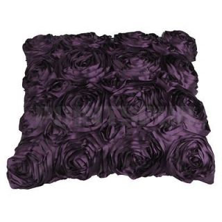   Satin Rose Flower Bed Sofa Square Pillow Cushion Pillowcase Case Cover