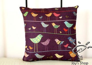  Purple Cushion Cover with Birds Pattern decorative pillow case,17