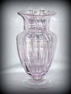 Vintage Retro Pink Colored Depression Glass Vase Ribbed Design 