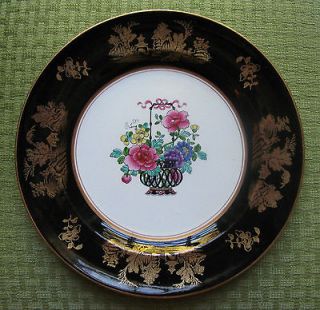   10 Plates ] Black Gold Rose Flowers Willow Asian Oriental A1392