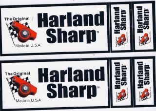 Harland Sharp Racing Decals Sticker Sheet of 3 New 8 1/2 Inch Long 