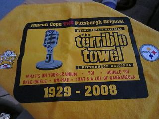 MYRON COPES PITTSBURGH STEELERS OFFICIAL TERRIBLE TOWEL 1929 2008 NWT