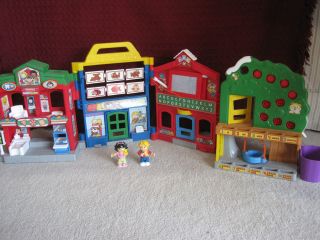   little people learn about town pizza shop dentist, pet shop and mor