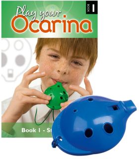 OCARINA SET of 4 hole plastic Ocarina with Play your Ocarina Book 1 