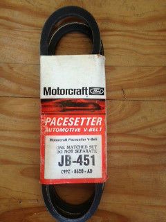 Motorcraft JB 451 Matched Set Pacesetter V Belt Ford 60 Amp Alternator 