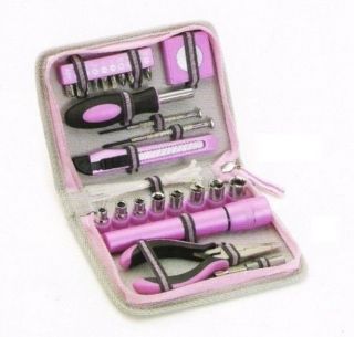 Ladies Pink Tool Kit Emergency Home Car Case Toolbox set Ladies XMAS 