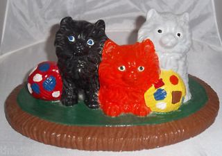 oldies plaster chalkware 3 kittens w yarn balls figurine time