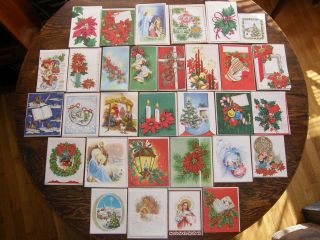   Vintage 1940s & 1950s Christmas Cards Unused WITH Envelopes Mint