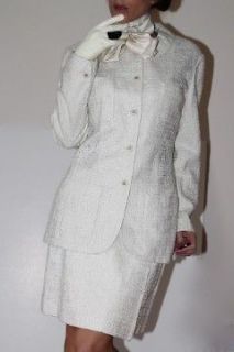   Boutique 98P Collection Cream Cotton Suit Jacket & Skirt Size 42