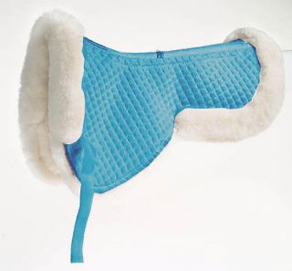 roma sheepskin half pad with full rolled edges blue time