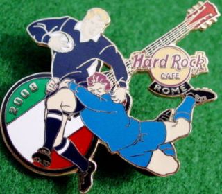 hard rock cafe rome 2008 rugby italy england guitar pin