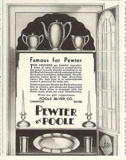   magazine print AD~PEWTER by POOLE~silver co~TAUNTON,MASS~vintage 30s