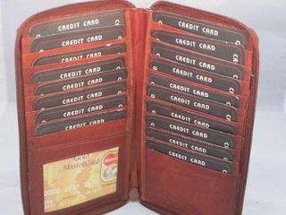 CREDIT CARD HOLDER TALL WALLET ZIPPER NEW BROWN LEATHER GREAT GIFT 