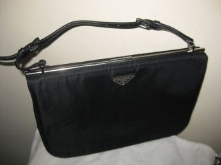 authentic prada handbag black nylon leather vintage