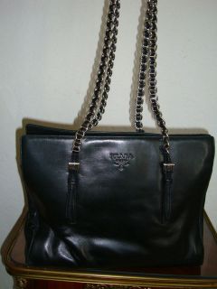 prada black leather handbag in Handbags & Purses